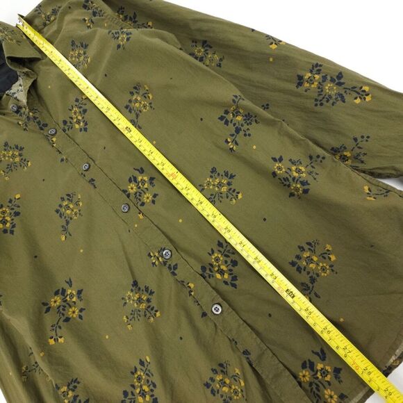 DIESEL Long Sleeve Button Down Shirt Olive Floral 90s Biker Grunge Old Money - Picture 4 of 10